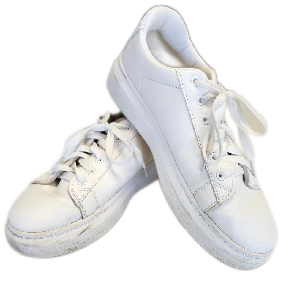 C&C California white vegan faux leather lace-up sneakers, 8.5